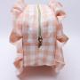 Keymay Custom embroidered letters Girls Cute Organizer Zipper Pouch Gingham Pouch Check Cosmetic Bag Ruffle Makeup Bag