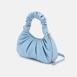 2024 Ruched Folds Elegant Design Genuine Leather Shoulder Handbags Fashion Ladies Cloud Purse Bag Wholesale
