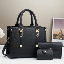 2024 Sequin leather 3 pieces set ladies shoulder bags luxury designer women's handbags with a wallet
