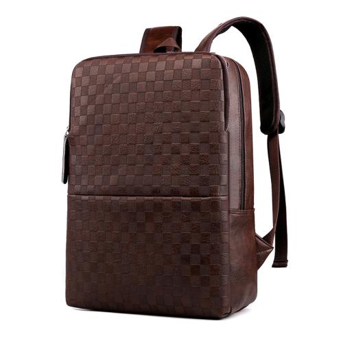 Men's Backpack Computer Bag PU Leather Business Student Backpack Large Capacity Business Trip Customs Travel Bag