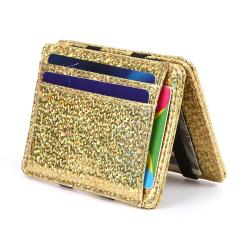 CUIKCA Wallet Card Holder Magic Purse Slim Leather Mens Case Mini Women Men Casual Cover Minimalist Ladies Laser