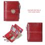 2024 New RFID Women Wallet Short Card Holder Oil Wax Leather Coin Purse Fashion Buckle Zipper Wallets
