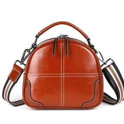 2021 Hot Selling New Designer Women Fashion Small Round Bag Retro Oil Wax Genuine Leather Shoulder Bag Cross Body Messenger Bags