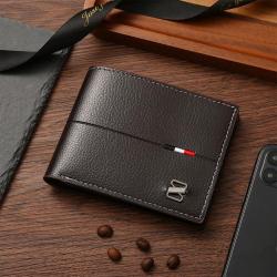 Hot Selling Men's Waterproof PU Leather Wallet Casual Short Bank Credit Card Holder and Change Bag Cross-Border Hot Item