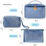 Blue Portable Makeup Case Large Velvet Cosmetic Bag  Luxury Toiletries Bag Custom Unisex Toiletry Bag Case
