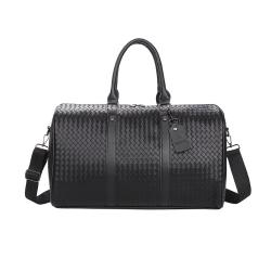 2021 Multifunctional woven pu braided leather satchels men waterproof large duffle bag travel hand bag sac de voyage