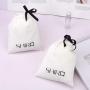 Recyclable Organic Single String Cotton Skincare Product Packaging Bag Custom Logo Printed Muslin Dust Makeup Pouch