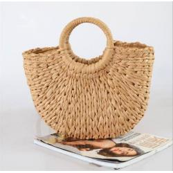 Handmade Wicker Woven Purse Handbag Women Circle Bag