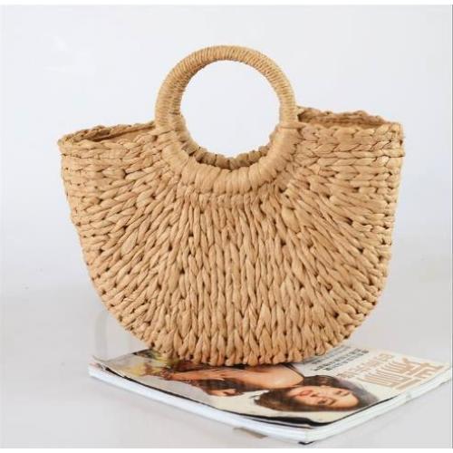 Handmade Wicker Woven Purse Handbag Women Circle Bag