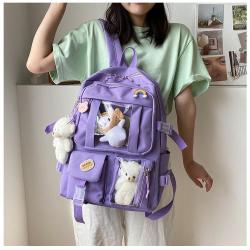 ZR456 Girls Waterproof Cute Fashion Backpack Nylon Custom Logo Schoolbag Travel Student Zipper Minimalist Schoolbag Laptop Bag