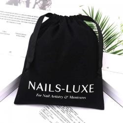 Custom Logo Printing Black Cotton Women's Coat Hair Dyer Travel Storage Bag Drawstring Shopping Cotton Muslin Pouch