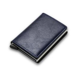 RFID Blocking Minimalist Aluminum Card Holder Custom Leather Pop Up Metal Case Wallet