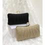 2024 New Shiny Metallic Luxury Women's Clutch Bag Shiny Pearl Pink Pleated Woman Party Evening Bag Fashion Purse for Female