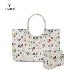Tote Beach Bags Colorful Large Capacity Cosmetic Bag With Handbag Waterproof Flower Make Up Pouch for Lady