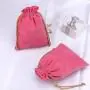 Custom Gold Logo Printing Velvet Gift Pouch Drawstring Velvet Flannel Perfume Cosmetic Perfume Pack Packing Velvet Jewelry Bag