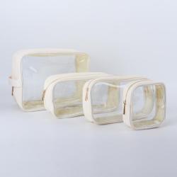 Keymay Stock S M L XL Travel Wash Zipper Toiletry Pouch Set Pvc Transparent Customize Waterproof Black Clear Makeup Bag