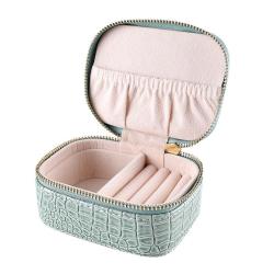 ZR590 Custom Logo Printed Small Travel Jewelry Box Popular Gift Leather Ring Earring Necklace Boxes Creative Storage Case