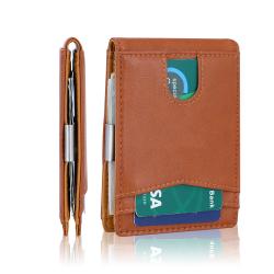 Minimalist RFID Mens Money Clip Wallet Leather