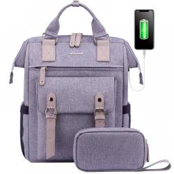 2pcs/set Fashion Carry on School College Work Travel Daypack with USB Port & pencil box Teacher Nurse Bag Laptop Backpack Purse
