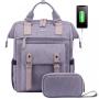 2pcs/set Fashion Carry on School College Work Travel Daypack with USB Port & pencil box Teacher Nurse Bag Laptop Backpack Purse
