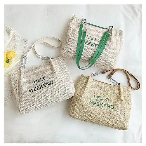 Woven Women Handbags Ladies Bags Large Capacity Travel Tote Bags Women Pure Color Letter Printing Women Bags Handbag JY220841
