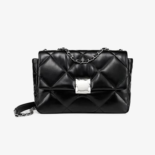 Wholesale Hot Sale Black Soft Leather Handbags Nice Embroidery Sling Bag For Women