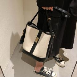 Pure Canvas  Wholesale Handbag Manufacturer Customize Bucket Handbag Tote Bag Handbag Tote Bag Bolsas Para Mujer