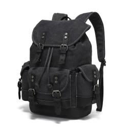 High quality wholesale large Oil Wax Canvas Leather Retro Backpack Large Waterproof school work travel Backpack Daypack for men