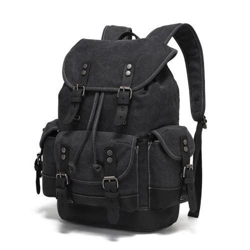 High quality wholesale large Oil Wax Canvas Leather Retro Backpack Large Waterproof school work travel Backpack Daypack for men