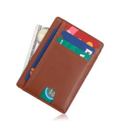 Wholesale genuine leather mini card holder wallet business card holder leather id card holder