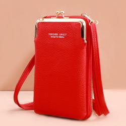 Factory Direct Fashion Ladies Mobile Phone Bag Litchi Solid Color Diagonal Shoulder Wallet Single Strap phone bag for women