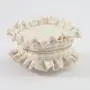 Keymay Hot Sale Rts Stock Cream Gingham Ruffle Cosmetic Bag Frilly Makeup Bag Checkered Makeup Bag Pleated Edge Pouch Cocmetic