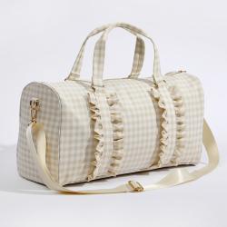 Factory Wholesale Custom Sports Bag Personalized Ruffle Travel Set Women Gingham Luggage Travel Bags