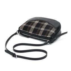 2024 Vegan Leather Women Shoulder Bag Fashion Ladies Sling Bags Crossbody Bag With Top Canvas Design