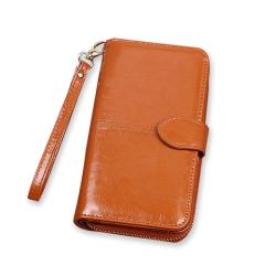 KBW246 New ladies wallet oil wax leather retro long wallet large capacity clutch bag multifunctional phone bag