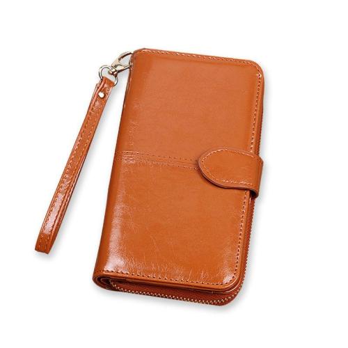 KBW246 New ladies wallet oil wax leather retro long wallet large capacity clutch bag multifunctional phone bag