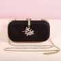 Wholesale popular glitter fabric box clutch bag bling elegant evening bags woman clutches metal chains crossbody bags pochette femme