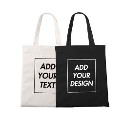 Custom Logo Women Female Canvas Shoulder Bag Eco Reusable Tote Shopping Bag