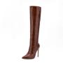 Bota Feminina Fashion Style Crazy Horse Pattern Pointy Toe Long Boots Side Zipper Stiletto High Heel Knee High Boots For Women