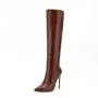 Bota Feminina Fashion Style Crazy Horse Pattern Pointy Toe Long Boots Side Zipper Stiletto High Heel Knee High Boots For Women