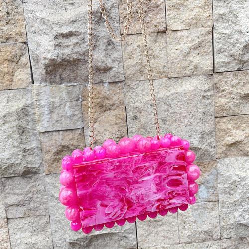 Custom New fashion purple green blue vintage acrylic clutch bag ladies party wedding acrylic bead bag evening acrylic pearl bag