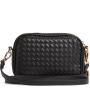 Custom Fashion Black Light Leather Satchel Design Shoulder Purse Woven Girls Bags Crossbody