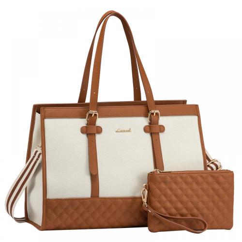 LOVEVOOK 15.6 inch Laptop Tote Bag with Clutch Purses Lady Office Business Briefcase Large Capacity Laptop Handbags for Women