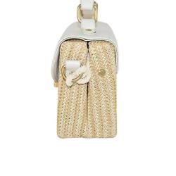 2022 Factory Wholesale Womens Mini Straw Beach Hand Bags With Lock Crossbody Bags Pu Leather Natural Raffia Ladies Handbags