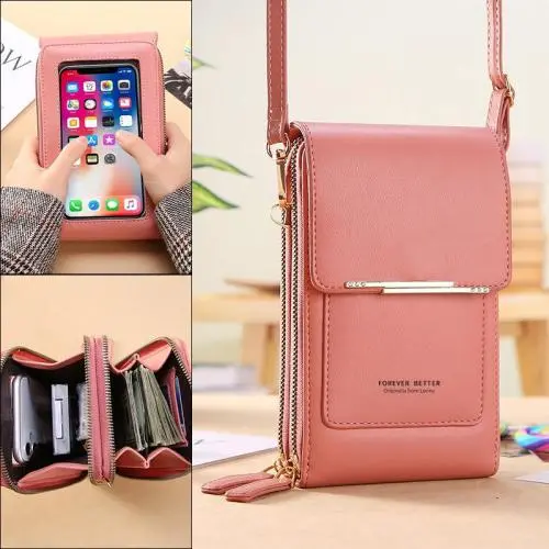 Mobile Phone Bag Touch screen Zipper Wallet Fashion Mobile Phone Messenger Bag New Small Mini Single Shoulder Crossbody Bag