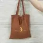 Promotion Custom Logo Printing Faux Suede Handle Shopping Bag Luxury Brown Velvet Travel Shopping Tote Bag