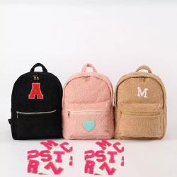 Keymay Wholesale High Quality Rucksack Cute Teddy Velvet Plush Daypack Children School Bag Fleece Fabric Sherpa Backpacks