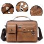 WTB051 Fashion Waterproof Messenger Bag Large Capacity Simple Casual PU Leather Men's Crossbody Travel Handbag