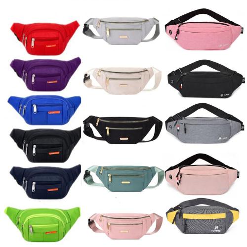 GELORY Custom Women Men Unisex Waist Bag Pack with Headphone Jack and Zipper Adjustable Strap Black Fanny Pack Custom Logo