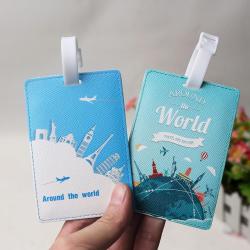 ZR815 Personalized Pu Leather Luggage Tag Custom Travel Name ID Multi-color Suitcase Tag Checked Boarding Travel Baggage Tag